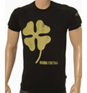 Moschino Black Short Sleeve Cotton Mix T-Shirt With Lime Green Clover