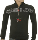 Moschino Dark Grey 1/4 Zip High Neck Cotton Mix Sweatshirt