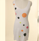 Ladies Moschino White Sleeveless Dress with Multi-Coloured Sequine Circles