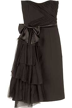 Moschino Strapless Tulle Ruffle Dress