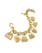 Time For Shopping - Gold Plated Charm Bracelet Watch