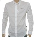 White Long Sleeve Cotton Shirt With Metal Logo