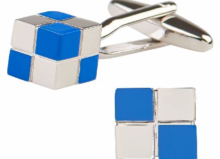 Moss London Blue Four Square Cubed Cufflinks