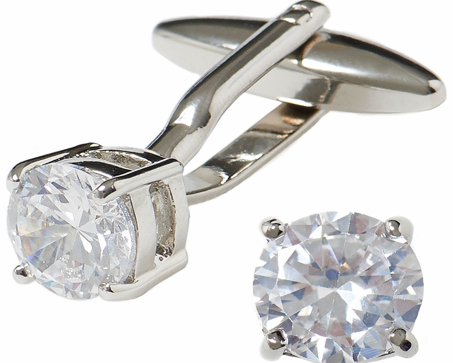 Silver Round Diamante Cufflinks