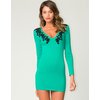 Motel Ginetta Bodycon Dress in Jade and Black Lace
