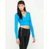 Motel Wrap Plunge Neck Crop Top in Turquoise