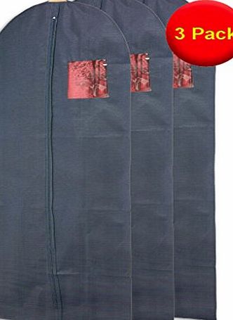 Moth Prevention 3x Navy Blue Dress Bags - 137x61cm (40``x24``) - Lightweight, Strong amp; Breathable, Pack of 3