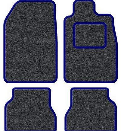 Custom Fit Tailor Made Anthracite Carpet Car Mats with Blue Trim Edging for Citroen C2 (2003 Onwards) - Drivers Side Double Thickness Protection Heel Pad