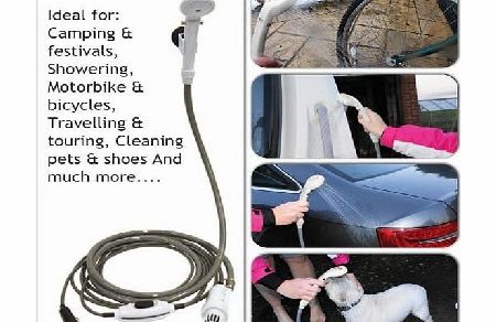 MP Essentials Camping, Caravanning, Car Travel & Festival Electrical Lightweight Portable Shower (Powered by 12V Vehicle or Portable Power Socket)
