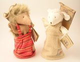 Moulin Roty La Grande Famille Albert sheep & Emile hedgehog hand puppets