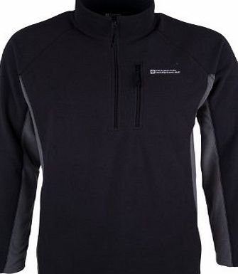 Mountain Warehouse Ashbourne Mens Walking Hiking Thermal Zip Up Warm Fleece Outdoor Jumper Top Long sleeve Black Large