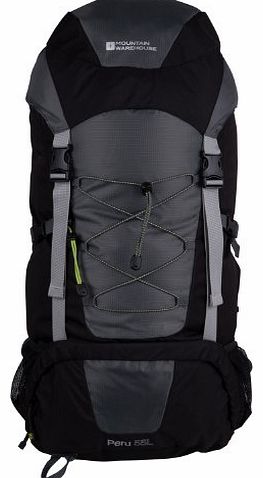 Mountain Warehouse Peru 55 Litre Rain Cover Design Walking Travel Rucksack Backpack Hiking Bag Black One Size