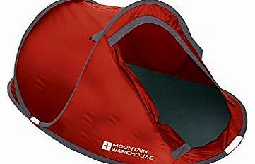 Mountain Warehouse Pop Up 3 Man Three Person Single Skin Plain Festival Camping Tent Easy Pitch Red One Size