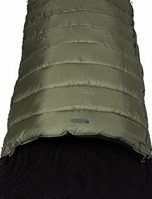 Mountain Warehouse Sutherland Fleece Lined Insulating Season 4 Two Way Zip Hooded Sleeping Bag Khaki One Size
