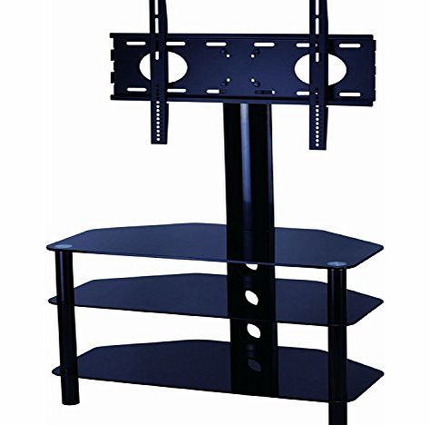 Mountright Cantilever Glass TV Stand For Up To 50`` LED, LCD amp; Plasma Screen - Black Gloss
