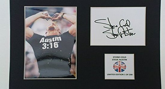 MOUNTSTORE LIMITED EDITION STONE COLD STEVE AUSTIN SIGNED DISPLAY PRINTED AUTOGRAPH BOXING AUTOGRAPH AUTOGRAF AUTOGRAM SIGNIERT SIGNATURE MOUNT FRAME