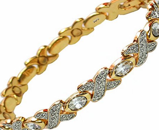 MPS TASIA CR Magnetic Bracelet with Crystals and Clasp Featuring Strong 3,000 gauss Neodymium Magnets - L size