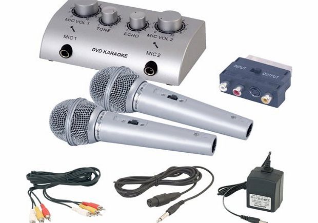 Home Karaoke System Kit G105G including 2 Microphones, Microphone Mixer, leads amp; Karaoke DVD Discs (B Grade)
