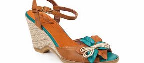MTNG Camel corsage detail sandal wedges