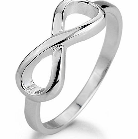 MunkiMix 925 Sterling Silver Ring Silver Infinity Symbol 8 Ring Size N Women