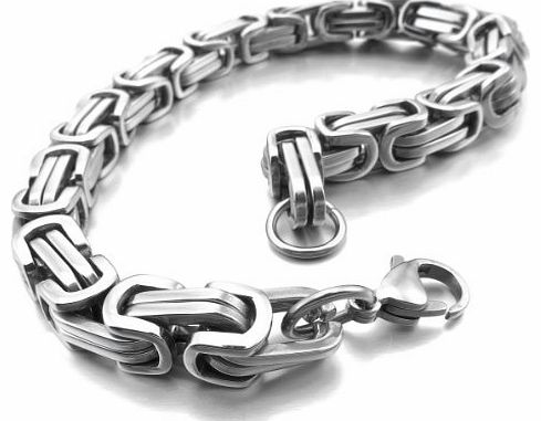 Stainless Steel Bracelet Wrist Link Silver Byzantine Men