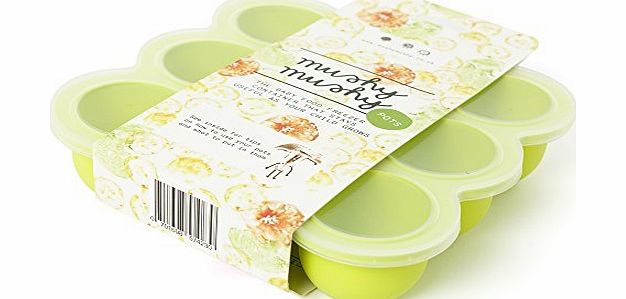 Mushy Mushy Baby Food Storage, 9 Easy To Remove Pots, Lifetime Lasting Silicone Freezer Trays with Recipe eBook,