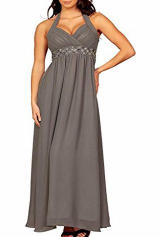 MY EVENING DRESS Long Elegant Halter Neck Evening Dress Empire Formal Gown Maxi Dresses halterneck For Ladies Womens Seagreen Size 18