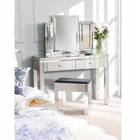 My-Furniture MADISON - Reflections 2 Drawer Mirrored Dressing Table Console, Venetian Style, 4 Legs