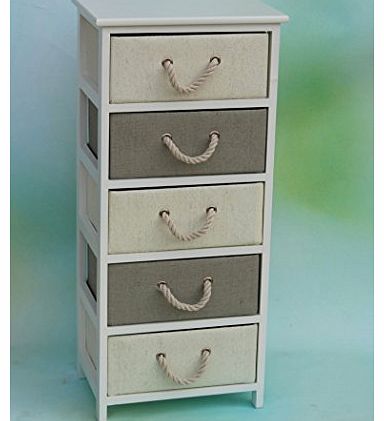 White Wood Shabby Chic Storage Unit - 5 Drawers