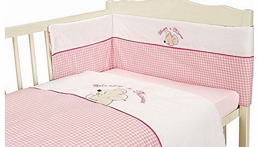 Nursery Bedding Baby Girl Pink & White Gingham Cot Bed 3 Piece Bale Set