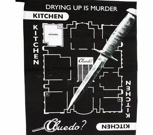 My1stWish New Hasbro Cluedo Drying Up Is Murder Teatowel Fun Kitchen Novelty Gift One Size