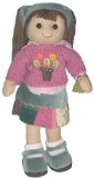 MyDoll Rag Doll Brown Hair, Pink Patchwork Skirt with Pink Pullover - MyDoll