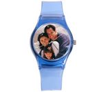 Watch with transparent blue strap