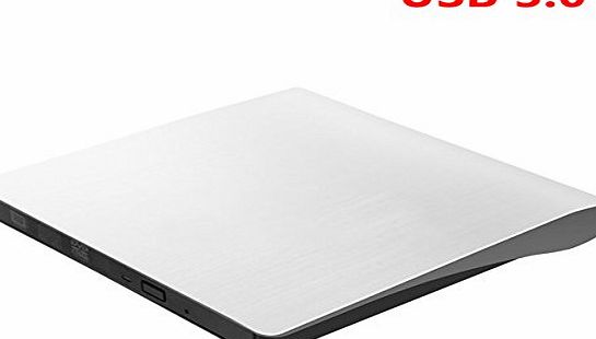 MYTK Ultra Slim USB 3.0 External DVD CD RW Drive Player Writer Burner with Embedded USB Cable Design (White)