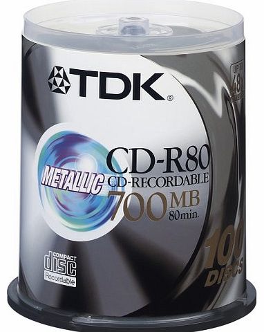 100 PACK SPINDLE TDK BLANK CD-R RECORDABLE DISCS 700MB