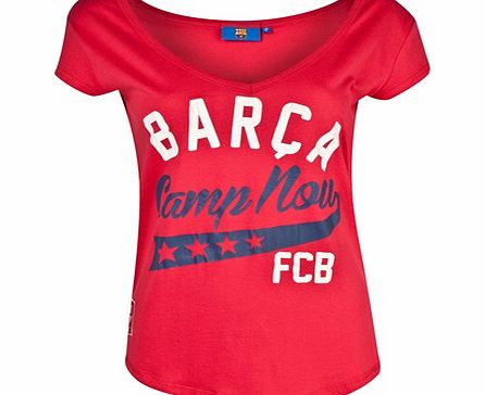 Barcelona Deep V Graphic T-Shirt Cherry Bomb