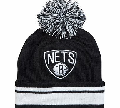 n/a Brooklyn Nets Blackout Stripe Bobble Hat