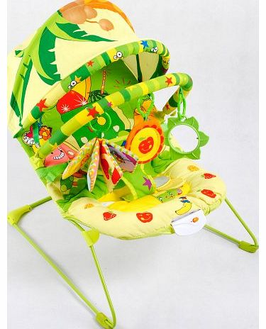 Green Baby Canopy Vibration Bouncer Chair with Soothing Music and Toys