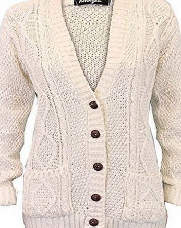 NA Ladies Knitted Cardigan L5BUTH4 Cream Small/Medium