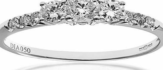 Naava 0.50 ct IJ/I Certified Round Brilliant Diamonds 18 ct White Gold Trilogy Engagement Ring - Size: L