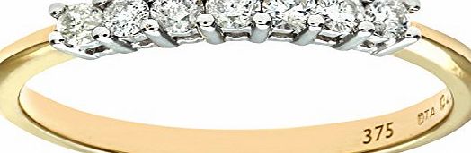 Naava 9 ct Yellow Gold Ladies Diamond Ring, Yellow Gold, U