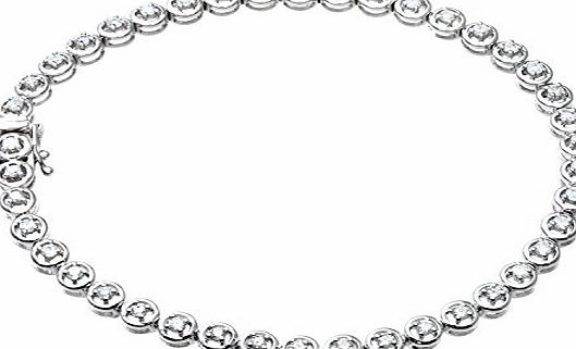 Naava Round Brilliant 1.00 ct Diamond 9 ct White Gold Tennis Bracelet of 19 cm