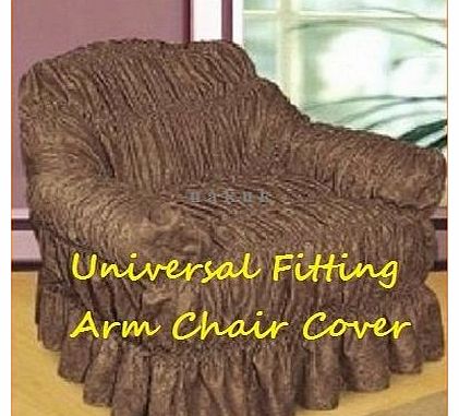 CHOCOLATE Jacquard Arm Chair Cover - Universal Elastic Fitting (better than a throw) NAKUK