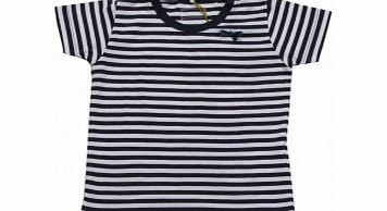 Name It Baby Girls Navy and White Striped Top