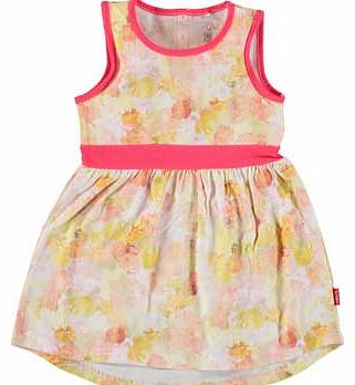Girls Pink Bright Floral Dress - 3-4