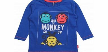 Name It Toddler Boys Blue Dali Monkey Print