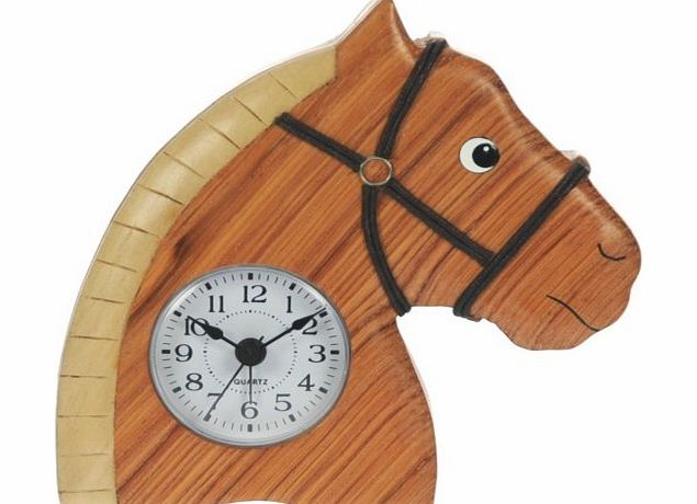 Horse Clock : Handcrafted Wooden Gift Idea : On/off alarm switch on reverse : Top Hand Painted Gifts for Boys, Girls, Kids, Children amp; Fun Loving Adults! : 1 Train, 1 Bird amp; 7 Animal Designs A