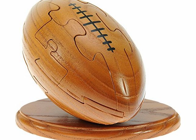 Rugby Ball 3-D Wooden Puzzle : Fun Brain Teaser - Handcrafted Wood : Top Novelty Christmas Gift Idea! For Men! Great Xmas Present For Rugby Enthusiasts!