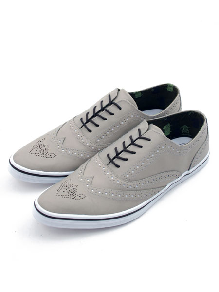 Grey Brogue Pointed Toe Leather Shoe