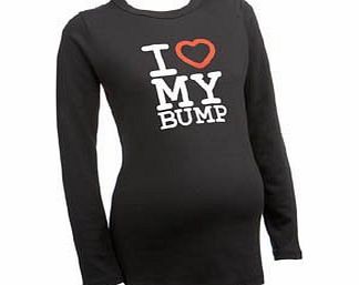 Nappy Head I Love My Bump Top - Cool Slogan Maternity T-shirt, Black L/XL